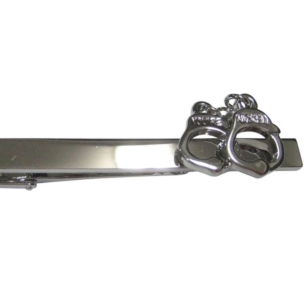Silver Toned Police Handcuffs Tie Clip